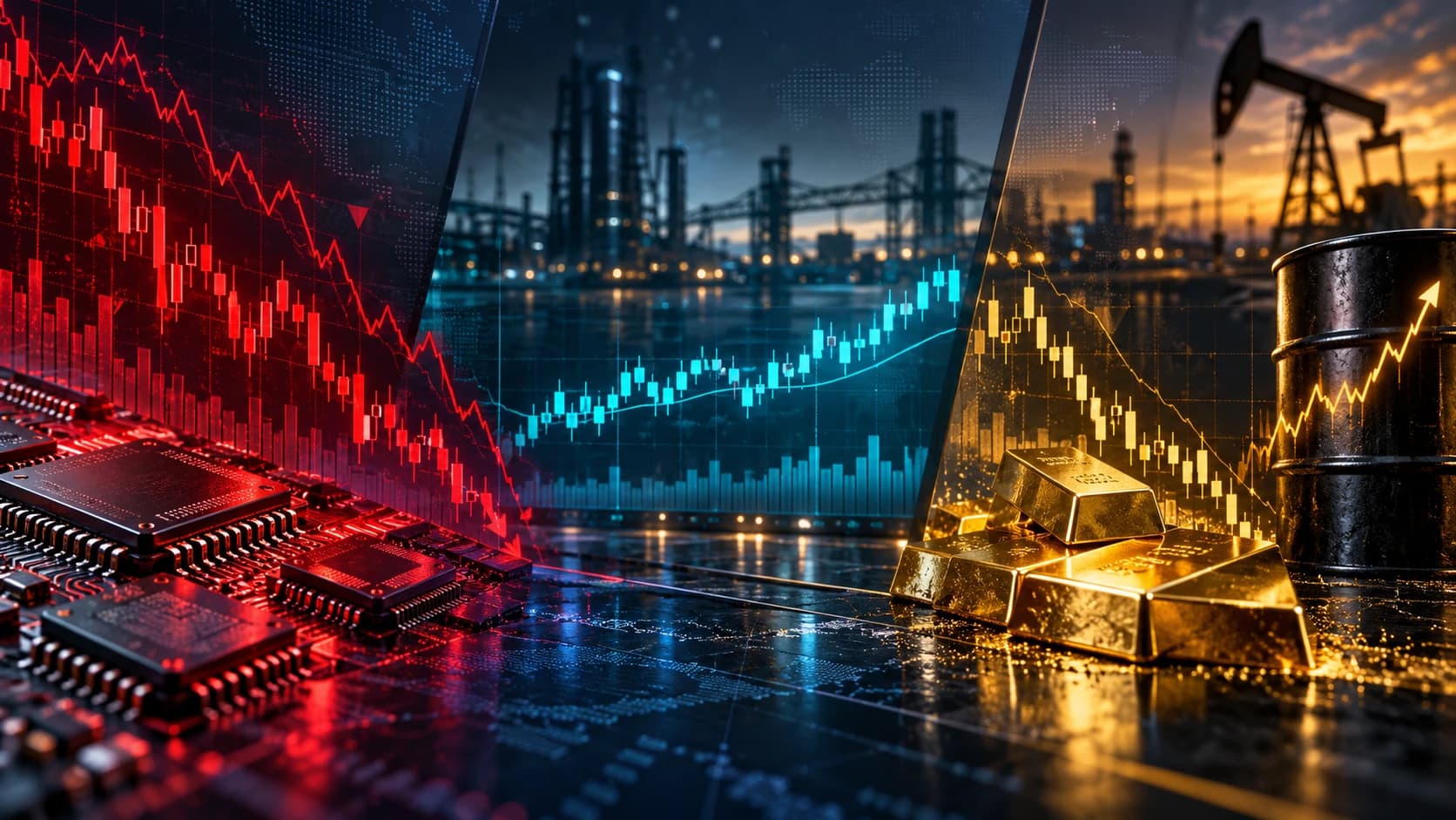 Nasdaq Closes 2.6% Lower as Dow Finishes Flat and Gold Slides to $4,037